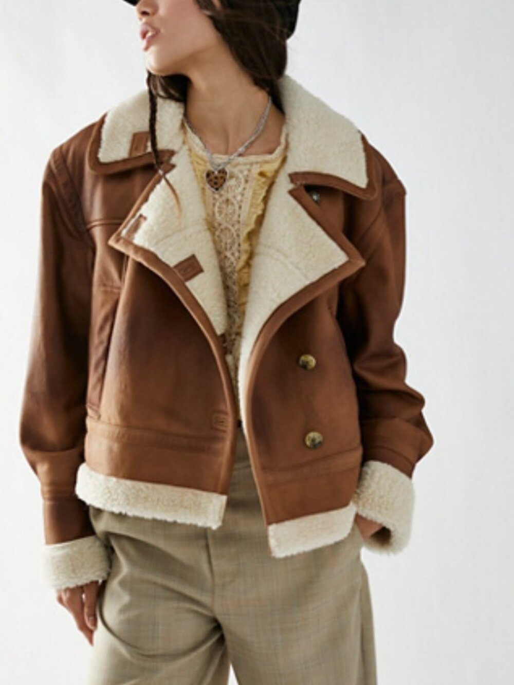 Free People We The Free Fox Trot Moto Leather Aviator Jacket S